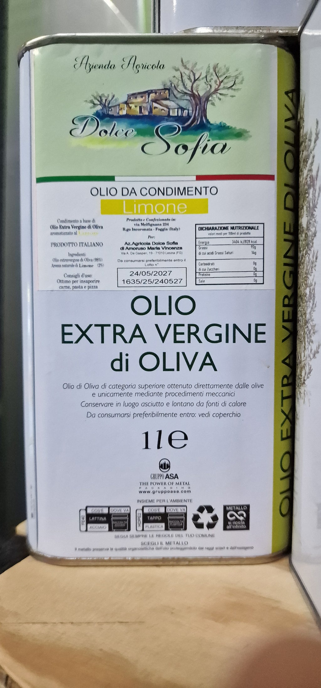 Olio Extravergine d'oliva Bio produzione anno 25/26